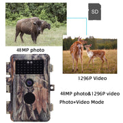 2-Pack No Glow Game Trail Deer Observing Cameras 48MP Photo 1296P Video Motion Activated Waterproof Night Vision Invisiable Infrared Time Lapse | A252