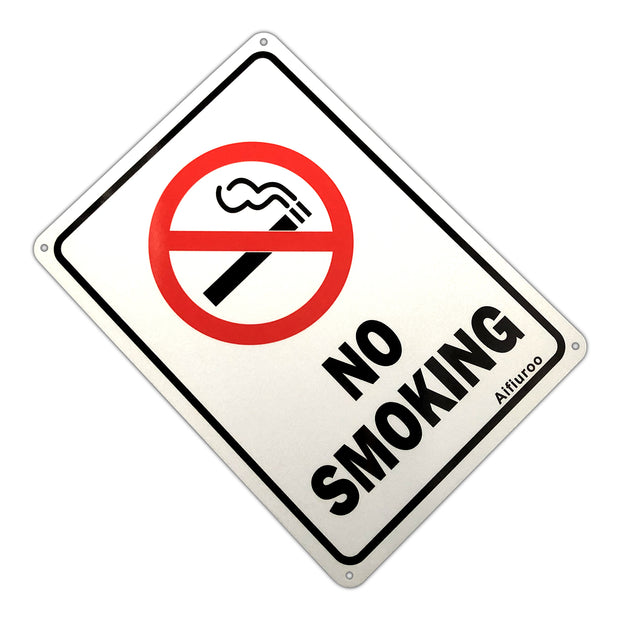 Aifiuroo No Smoking Sign, 2 Pack No Smoking Metal Reflective Signs - 10 x 7 .040 Rust Free Heavy Duty Aluminum sign - UV Printed With Professional Graphics - Easy To Mount - Indoor & Outdoor Use