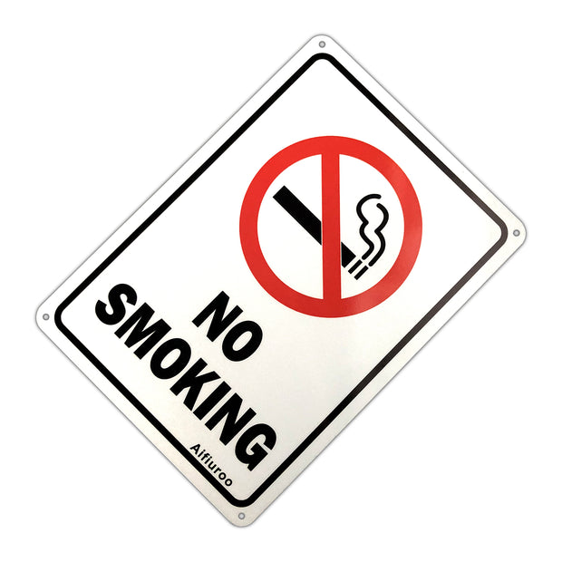 Aifiuroo No Smoking Sign, 2 Pack No Smoking Metal Reflective Signs - 10 x 7 .040 Rust Free Heavy Duty Aluminum sign - UV Printed With Professional Graphics - Easy To Mount - Indoor & Outdoor Use