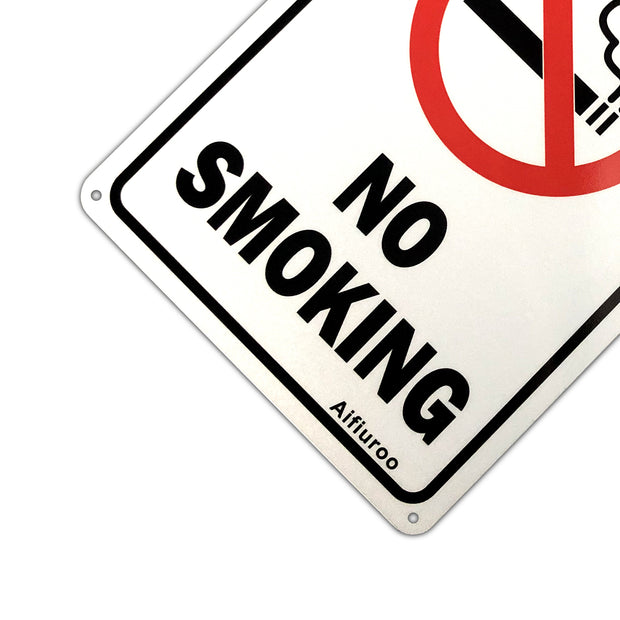 Aifiuroo No Smoking Sign, 2 Pack No Smoking Metal Reflective Signs - 10 x 7 .040 Rust Free Heavy Duty Aluminum sign - UV Printed With Professional Graphics - Easy To Mount - Indoor & Outdoor Use