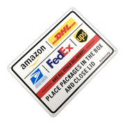 Axmorety 2 Pack Package Delivery Sign Instructions, Delivery Amazon DHL USPS FedEx UPS Packages in Box Sign,10" x 7" Aluminum Package Signs, Easy Mounting, Fade Resistance, Indoor/Outdoor Use