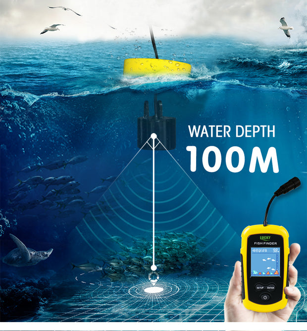 Handheld Fishfinder, Sonar Sensor 5 Level Sensitivity Adjustment 45 Degree  Sensor Beam Portable Fish Depth Finder For Boat For Ice Fishing 