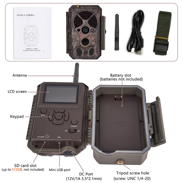 Bundle of Solar Panel and Bluetooth WIFI Game Camera 32MP 1296P Black –  BlazeVideo USA